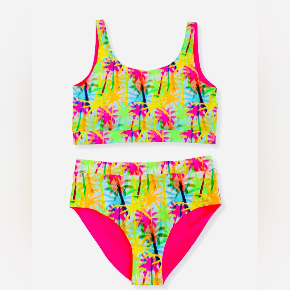 Brand new George Hats Neon Palm Print Two-Piece Swimsuit size M